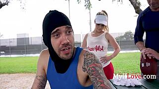 damn slim thick blonde vic takes victory shower then rides dick like a pro