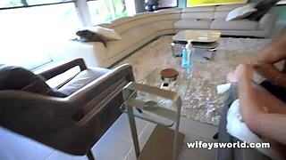 Skinny Milf Swallows Huge Cock Jizz After Titty Fuck Cumshot