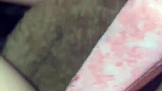 Arabic teen crams ice cream pizza deep in juicy pussy