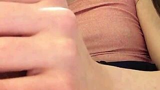 russian brunette 18+ teases her small tits and wet pussy with dildo reverse cowgirl close-up blowjob fantasy