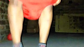 i'm dripping wet walking public in chastity cage piss play