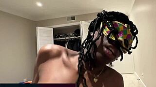 Dark Skin Slut Squirts in First Huge Interracial