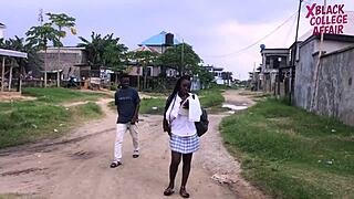 i'm like... ghana street boy bends horny schoolgirl over desk for black cock?? rough 4k fuck...