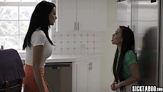 Busty MILF stepmom Reagan Foxx pounds teen stepdaughter Madi Collins and Asian teen Kimmy Kimm!