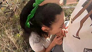 Neighborhood teen slut sucks huge cock swallows cum behind garages