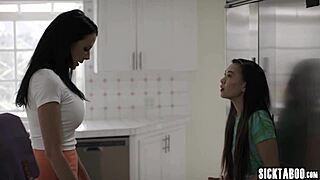 Busty MILF stepmom Reagan Foxx pounds teen stepdaughter Madi Collins and Asian teen Kimmy Kimm!