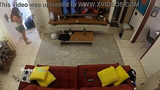 Delivery guy recognizes hot milf wife, sucks her big naturals on sofa - subtitles