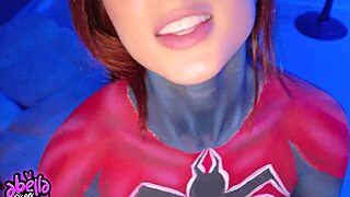 My Heart Races as Hot Spiderwoman Rides Fan to Cum Explosion