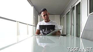 bold ladyboy rides and sucks huge cocks proving she's top fuck competitor