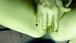 she hulk cosplay housewife rocks homemade halloween with big green ass feet and pussy for muscular tease