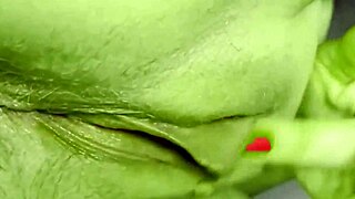 she hulk cosplay housewife rocks homemade halloween with big green ass feet and pussy for muscular tease