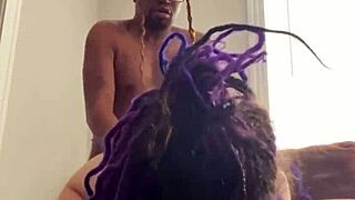 damn, this broke purple dreadhead takes monster black cock in rough interracial pounding