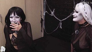 girl fun after halloween party turns into wet pussy licking and scissoring