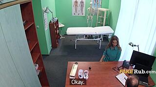 Doctor massages milf patient's back pain into horny pussy fuck hospital panties