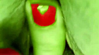 she hulk cosplay housewife rocks homemade halloween with big green ass feet and pussy for muscular tease