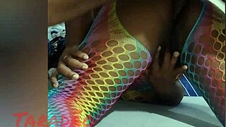 amateur ebony with huge tits and narrow ass gets analled and filled on halloween after pussy lick and handjob