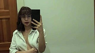 damn this horny college teen rips clothes for hot solo strip tease 🔥