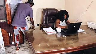 innocent cleaner spreads for boss's oiled cock 😏