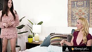 why rely on guys when stepmom teaches pretty maddy may to lick and masturbate her shaved pussy?