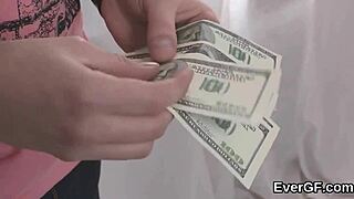 skint boyfriend trades girlfriend's pussy for cash bang