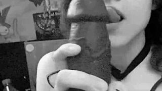 Super sloppy deepthroat on huge BBC dildo closeup 🔥💦