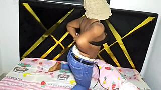 girl relaxes in kitchen flashing her curves for fun vibes