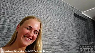 narrator watches nervous innocent maria during european casting interview on sofa