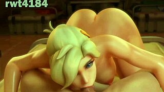 mercy from overwatch sucks big cocks in hot blowjob compilation