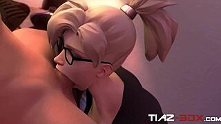 mercy from overwatch sucks big cocks in hot blowjob compilation