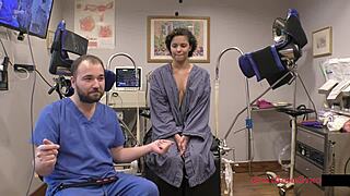 Rebel Wyatt spreads her shaved pussy backstage in latex