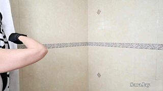hot cougar sara jay dildo fucks wet pussy post workout shower