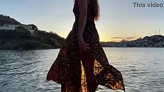 beautiful african shows pussy outdoors at beach without panties