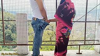 indian couple bangs hard outdoors by river in public with deepthroat doggystyle and big cock pounding