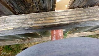 peeking over the fence for sneaky outdoor fucking