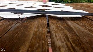 peeking over the fence for sneaky outdoor fucking