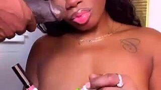 Ebony stepsis punished by 11-inch BBC cumshot?