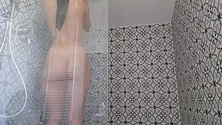 Hot Sensual Shower with Big Ass Brunette Got Me So Hard!!