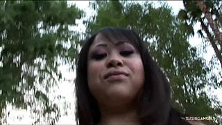 Chubby MILF FLASHES ASIAN ASS to HARDEN Big Cock Friend