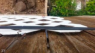 peeking over the fence for sneaky outdoor fucking