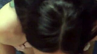 Petite brunette in chains kneels for deep face fuck craving