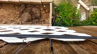 peeking over the fence for sneaky outdoor fucking