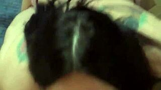 Petite brunette in chains kneels for deep face fuck craving