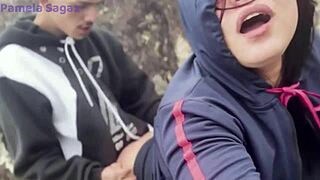 fodendo bent over big ass brunette on beach with monster cock she sucks then doggystyle pounding