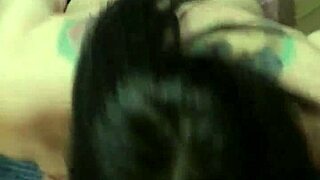 Petite brunette in chains kneels for deep face fuck craving