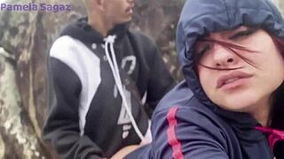 fodendo bent over big ass brunette on beach with monster cock she sucks then doggystyle pounding