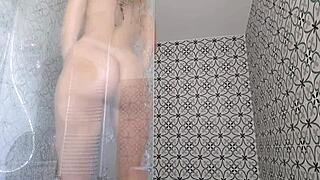 Hot Sensual Shower with Big Ass Brunette Got Me So Hard!!