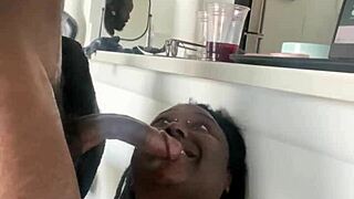 Your desk pet bbw gags on bbc and gets sloppy