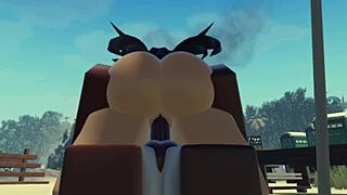 In the Roblox world she strips down for steamy sex beside the flickering campfire under starry skies