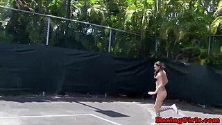 😏 hazing these sorority babes means eating teen pussy on the tennis court outdoors... so humiliating! 🔥👅