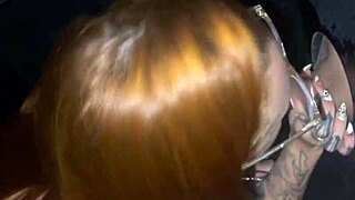 Redhead friends enjoy swing house glory hole session